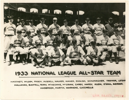 1933 National League All-Star Team Original Photo By George Brace Presented To Tony Cuccinello (Family LOP)